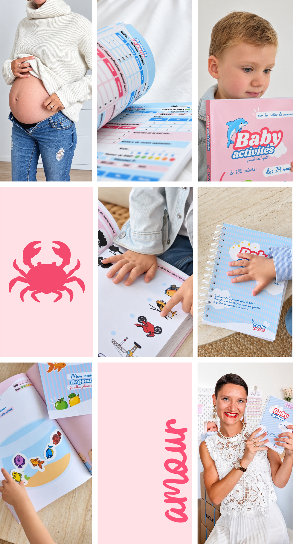 Crabe Cerise, papeterie pour enfants et jeunes parents. 