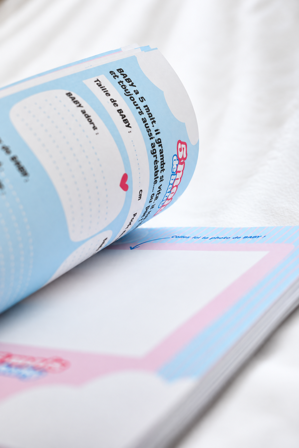 Rubrique bilan mensuel du baby agenda, pour suivre l'évolution de bébé mois après mois et garder un précieux souvenir de cette première année. 