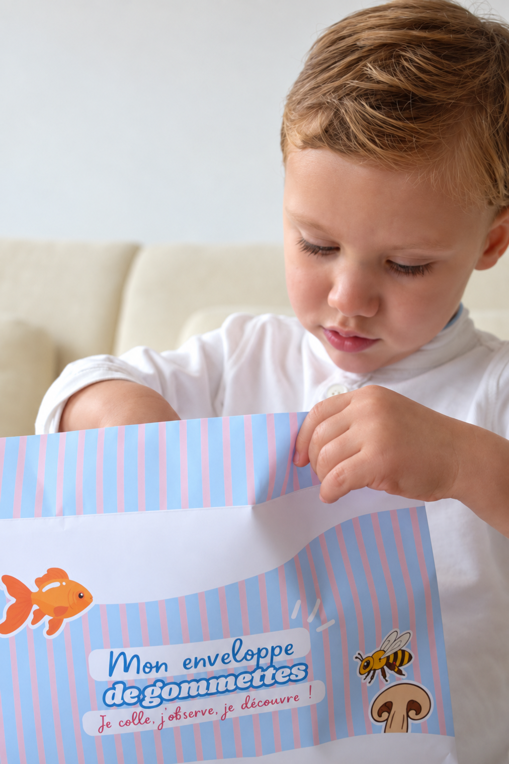 Enveloppe de gommettes pour jeunes enfants, dés 2 ans. 