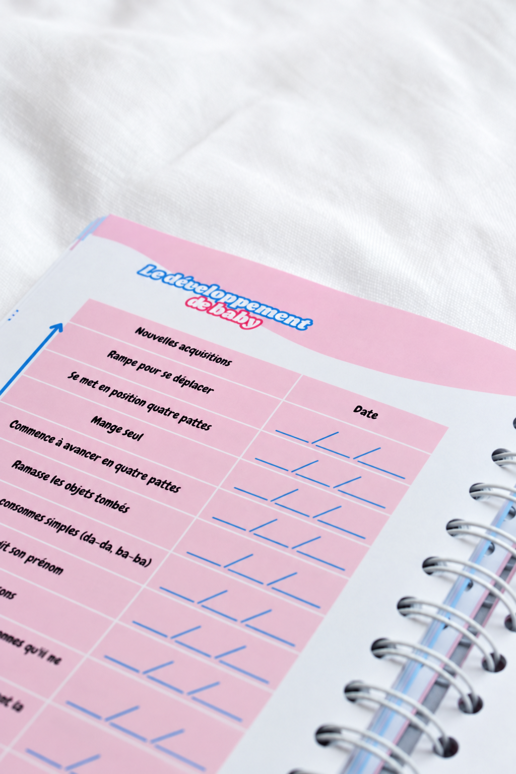 Journal de bord pour bébé a remplir en famille pour garder un merveilleux souvenir de cette première année ensemble. 