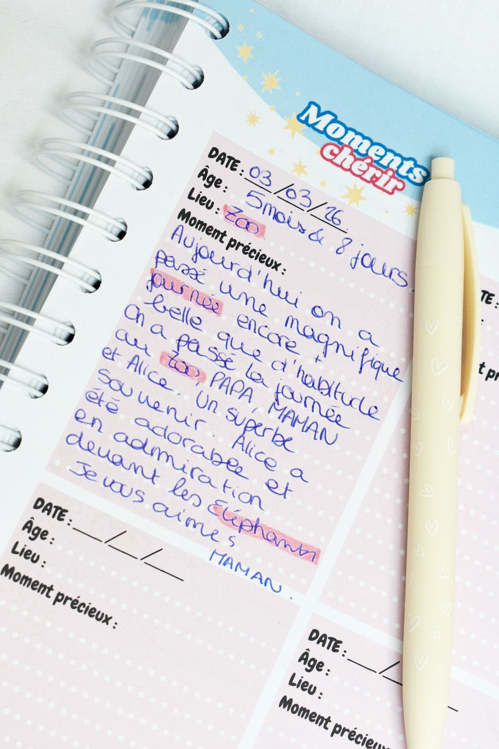 Agenda Bébé 0-12 mois — Carnet de bord naissance | Crabe Cerise