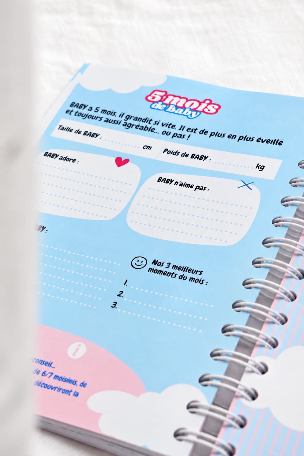 Les pages bilan mensuel du BABY agenda 